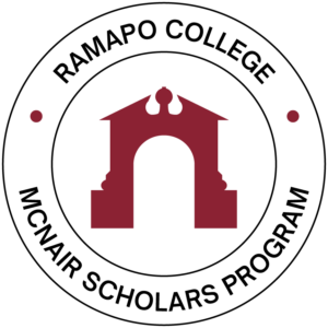 Ramapo College McNair Scholars Program badge with a maroon arch in the middle